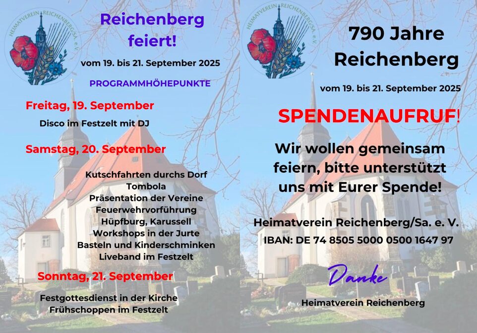 Spendenaufruf 790 Jahre Reichenberg
